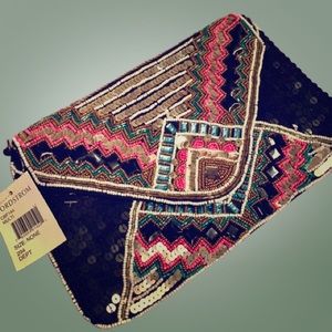 Berry beaded clutch new, no tags, Nordstrom
